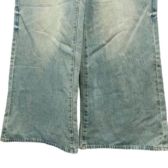 NWT Cider High Waist Wide Leg Carpenter Jeans Light Grunge Wash Size Medium NEW - Picture 7 of 16